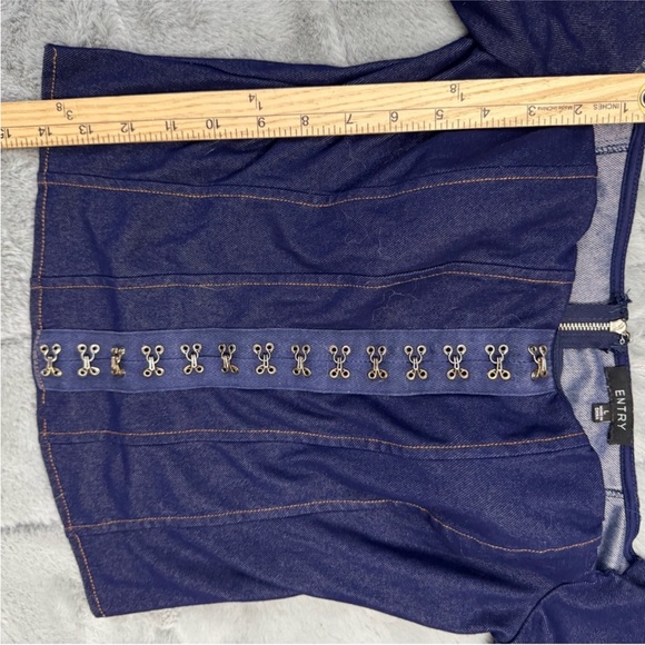 Vintage Y2K Off Shoulder Denim Corset Top Size Large Blue - Picture 5 of 10